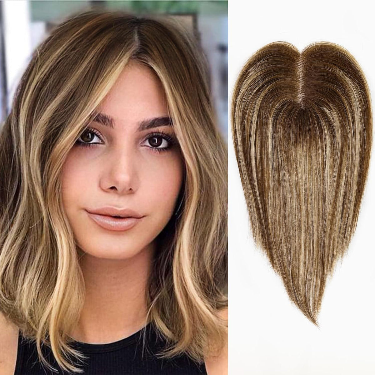 HAIRCUBE Remy Human Hair Toppers for Women, 100% 3.5in*4in Hand-Tied H