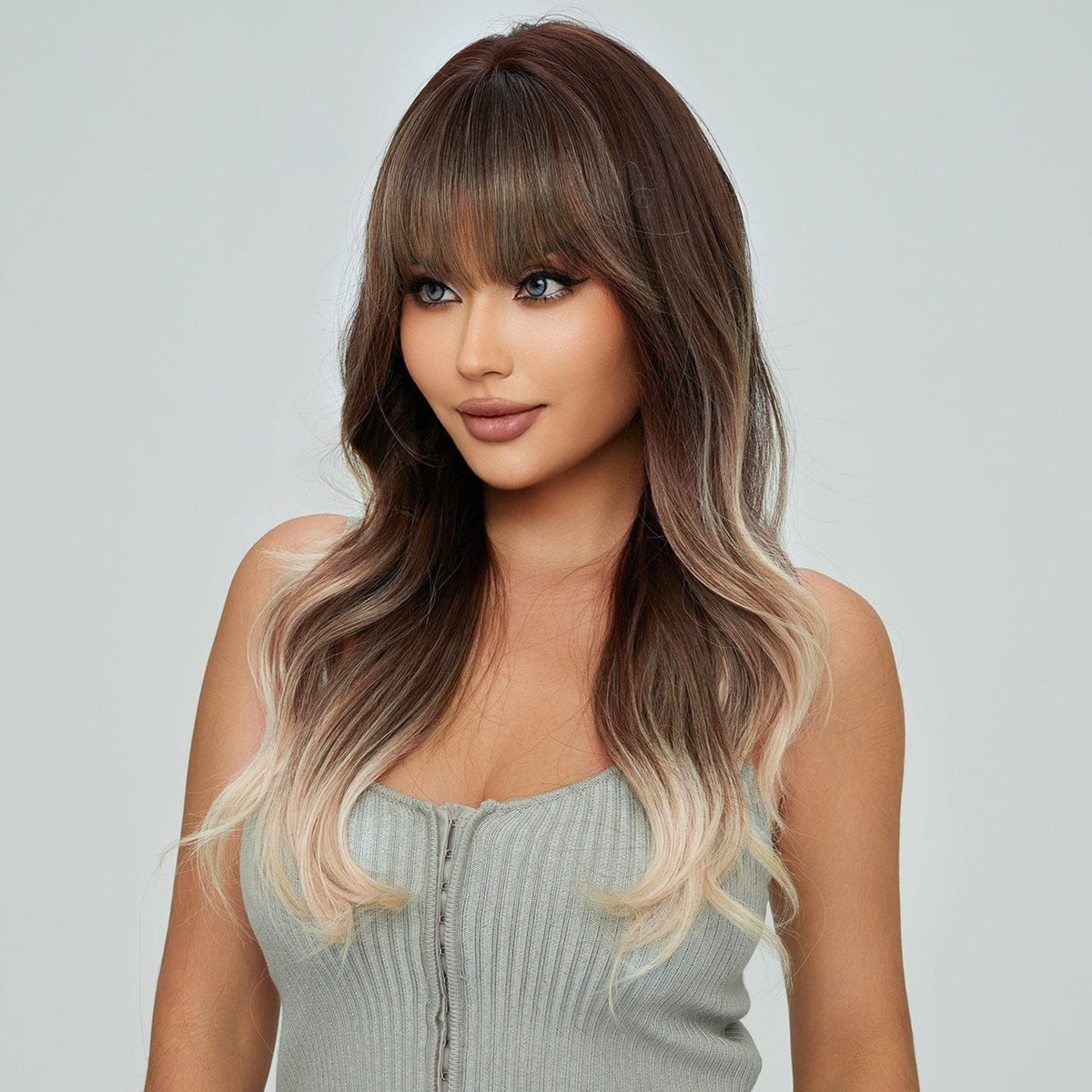 Haircube 22 inches TOFFEE waves with bangs Synthetic Wig 🎗 Honey – HAIRCUBE