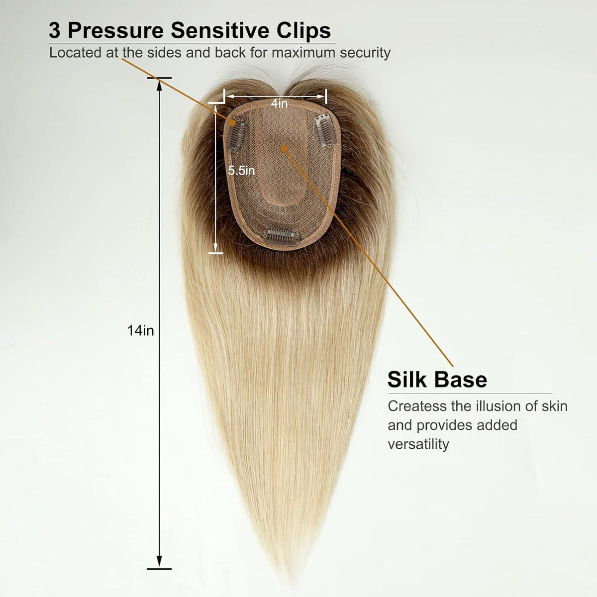 HAIRCUBE 8 Colors 14 Inches 4*5.5 100% Remy Human Hair Topper With Ban
