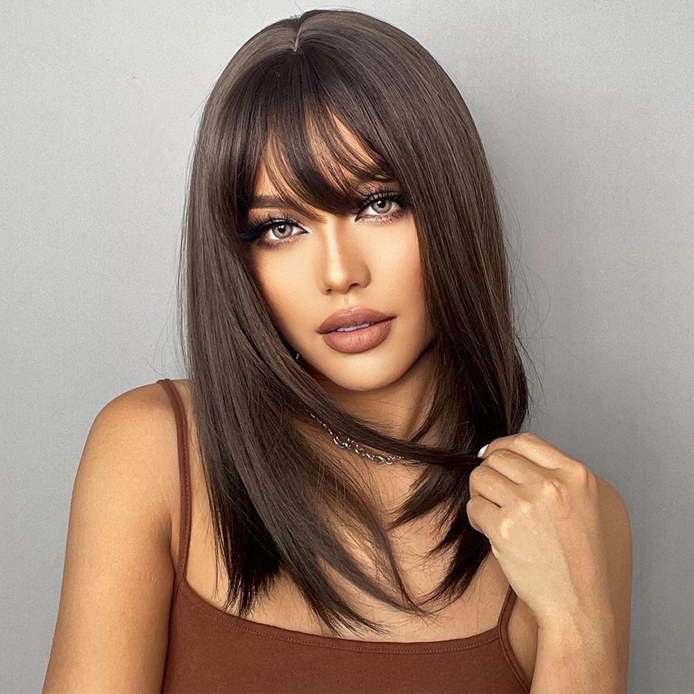 Haircube 18 inches Bob with bangs Ash Brown β HAIRCUBE