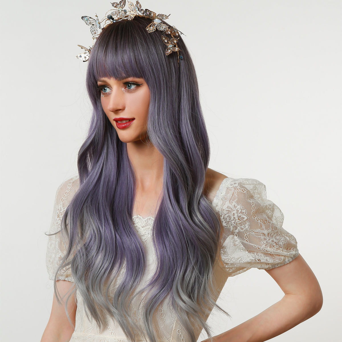 Haircube Long Wavy Smokey Purple Synthetic Wig 🎗 Purple version Lola ...